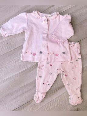 Pink Baby Petit Lem Two-Piece Pajama Set with Sheep Print